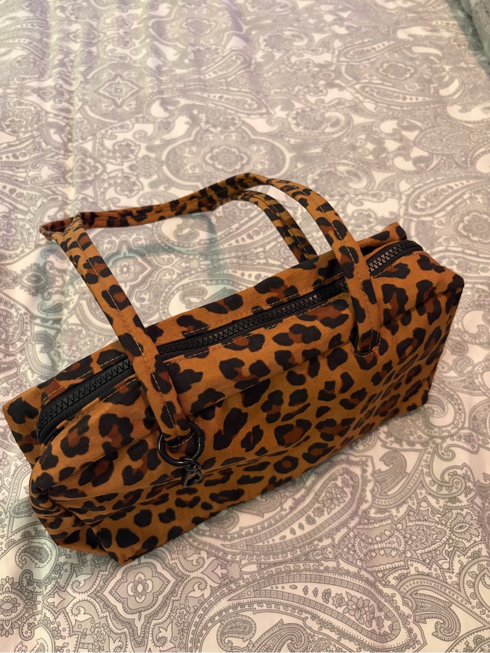 BAGGU Leopard-Print Shoulder Bag in Brown and Black
